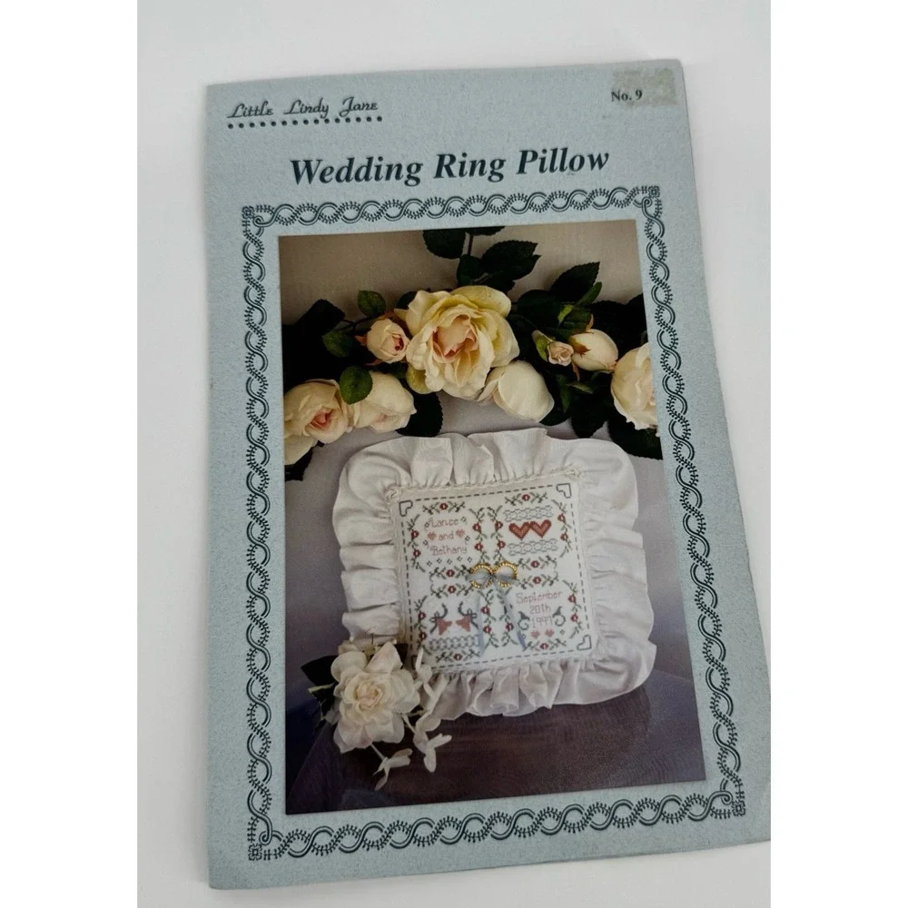 Little Lindy Jane Wedding Ring Pillow Cross Stitch Kit Complete Pattern Supplies